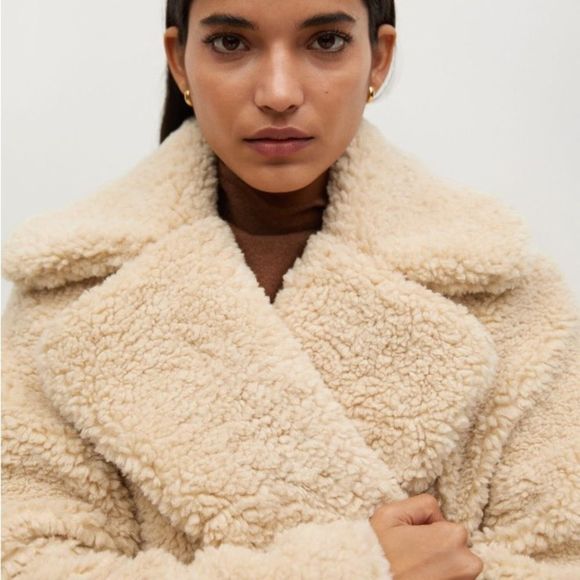 Mango Faux Shearling Fur Coat New - Picture 7 of 7